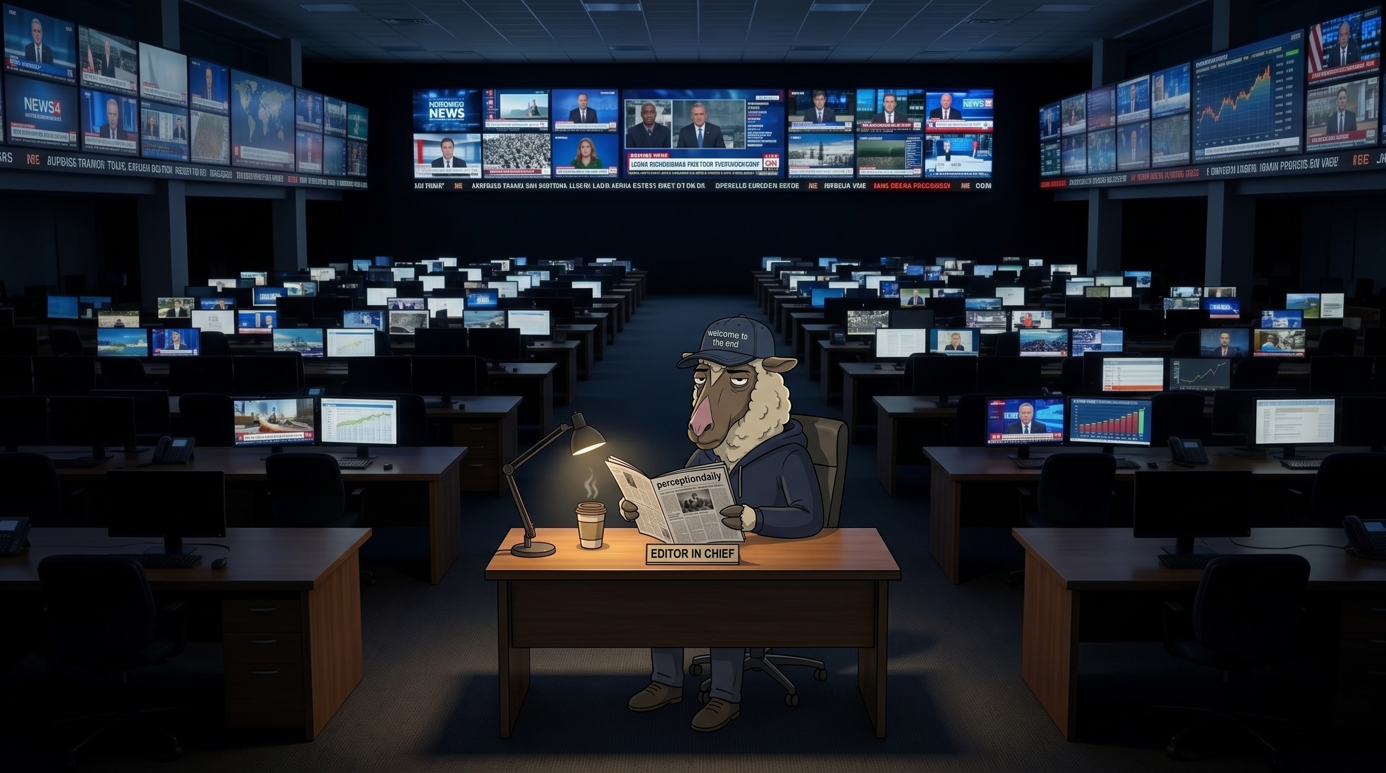 shep, editor-in-chief, reading perceptiondaily in the newsroom